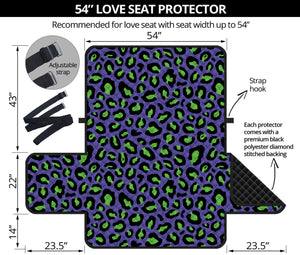 Purple And Green Leopard Pattern Print Loveseat Protector