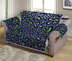 Purple And Green Leopard Pattern Print Loveseat Protector