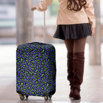 Purple And Green Leopard Pattern Print Luggage Cover