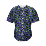 Purple And Green Leopard Pattern Print Men's Baseball Jersey