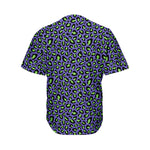 Purple And Green Leopard Pattern Print Men's Baseball Jersey