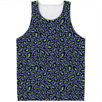 Purple And Green Leopard Pattern Print Men's Tank Top