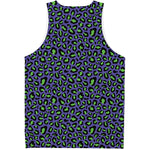 Purple And Green Leopard Pattern Print Men's Tank Top