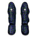 Purple And Green Leopard Pattern Print Muay Thai Shin Guards