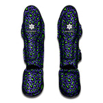 Purple And Green Leopard Pattern Print Muay Thai Shin Guard