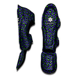 Purple And Green Leopard Pattern Print Muay Thai Shin Guard