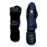 Purple And Green Leopard Pattern Print Muay Thai Shin Guard