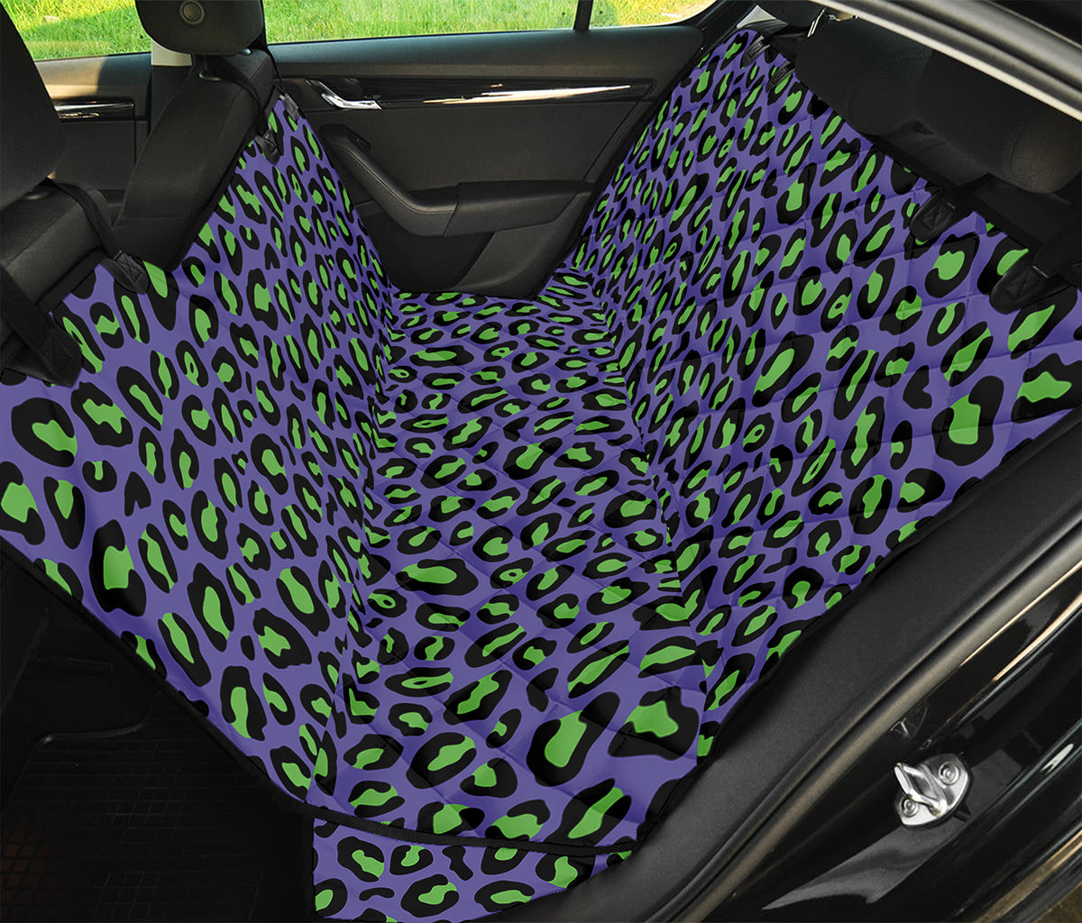 Purple And Green Leopard Pattern Print Pet Car Back Seat Cover