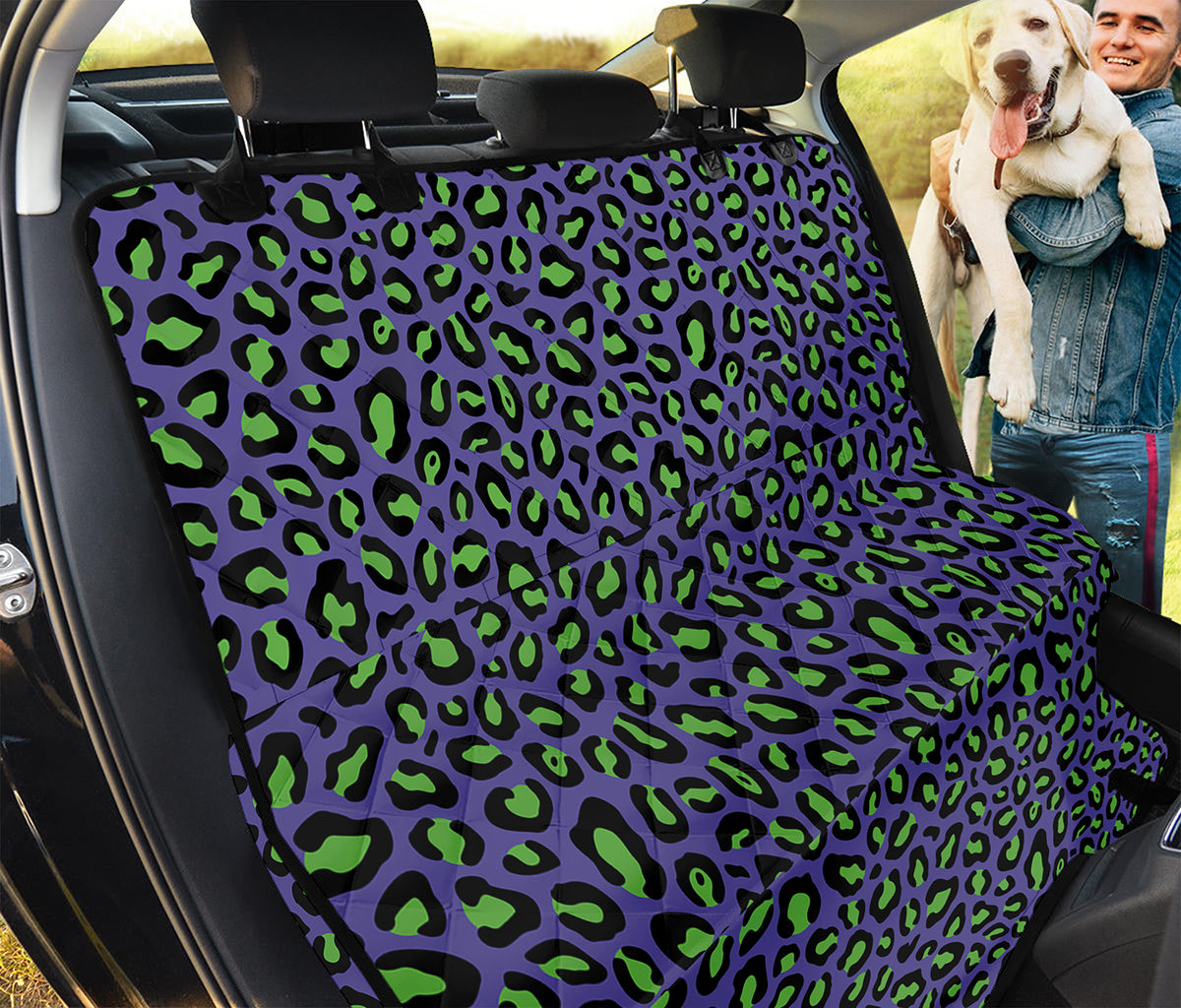 Purple And Green Leopard Pattern Print Pet Car Back Seat Cover