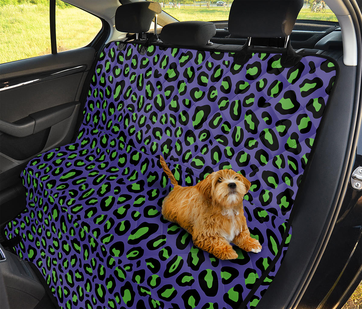Purple And Green Leopard Pattern Print Pet Car Back Seat Cover