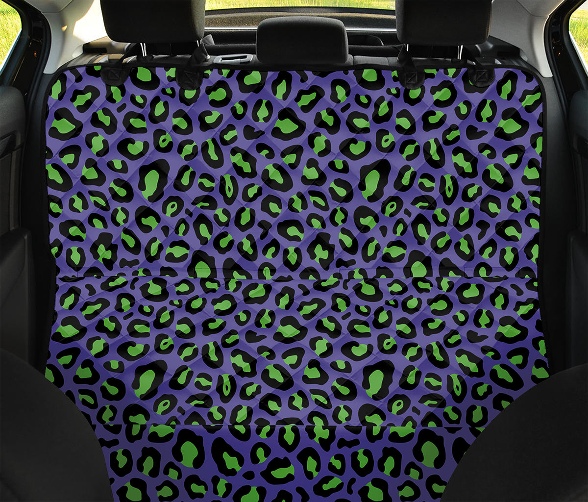 Purple And Green Leopard Pattern Print Pet Car Back Seat Cover