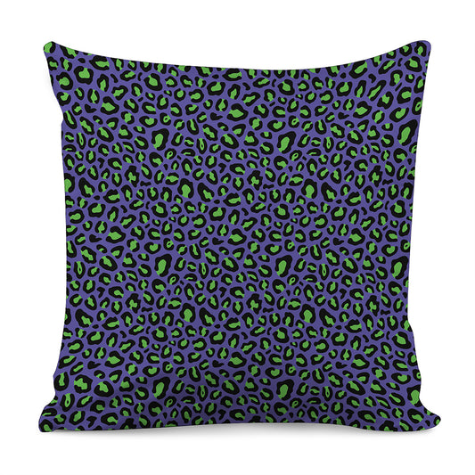 Purple And Green Leopard Pattern Print Pillow Cover
