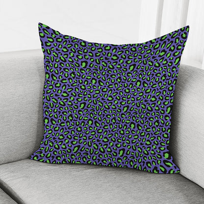 Purple And Green Leopard Pattern Print Pillow Cover