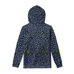 Purple And Green Leopard Pattern Print Pullover Hoodie