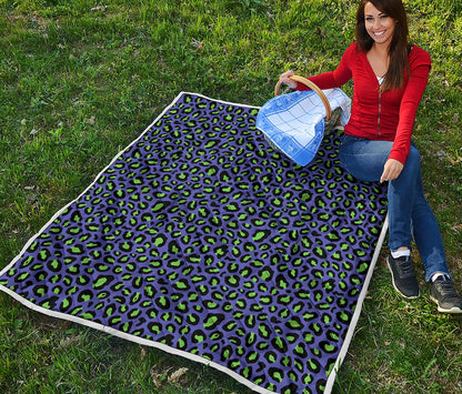 Purple And Green Leopard Pattern Print Quilt