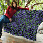 Purple And Green Leopard Pattern Print Quilt