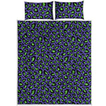 Purple And Green Leopard Pattern Print Quilt Bed Set