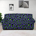 Purple And Green Leopard Pattern Print Sofa Cover