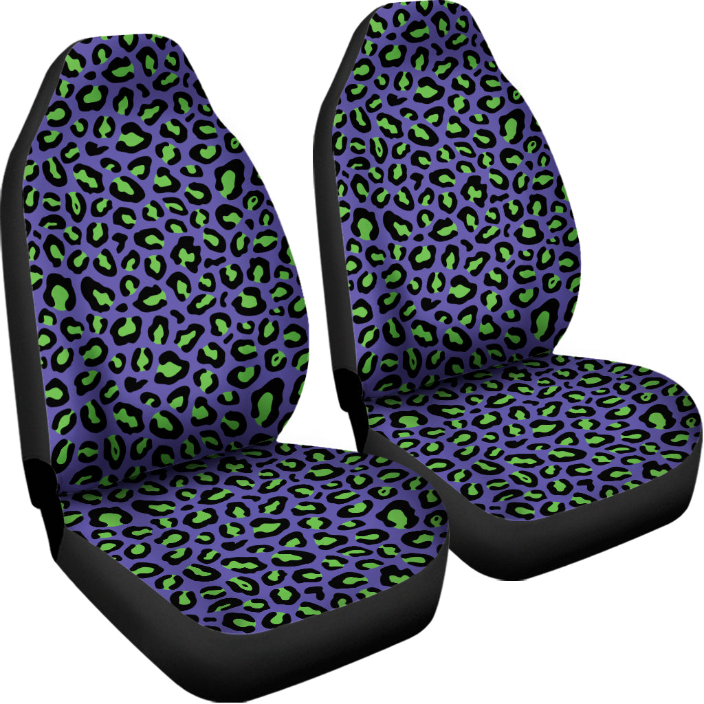Purple And Green Leopard Pattern Print Universal Fit Car Seat Covers