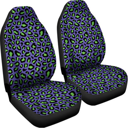 Purple And Green Leopard Pattern Print Universal Fit Car Seat Covers