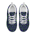 Purple And Green Leopard Pattern Print White Sneakers
