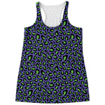 Purple And Green Leopard Pattern Print Women's Racerback Tank Top