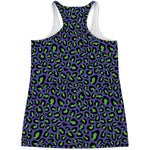 Purple And Green Leopard Pattern Print Women's Racerback Tank Top