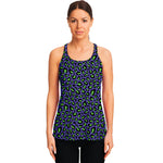 Purple And Green Leopard Pattern Print Women's Racerback Tank Top