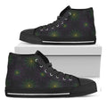 Purple And Green Spider Web Print Black High Top Sneakers