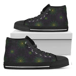 Purple And Green Spider Web Print Black High Top Shoes