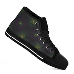 Purple And Green Spider Web Print Black High Top Shoes