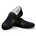 Purple And Green Spider Web Print Black Slip On Sneakers