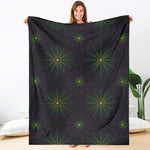 Purple And Green Spider Web Print Blanket