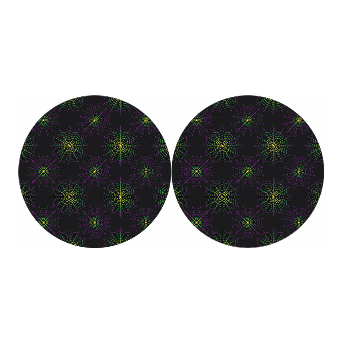 Purple And Green Spider Web Print Car Coasters