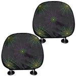 Purple And Green Spider Web Print Car Headrest Covers
