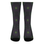 Purple And Green Spider Web Print Crew Socks