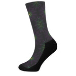 Purple And Green Spider Web Print Crew Socks