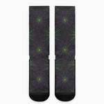 Purple And Green Spider Web Print Crew Socks