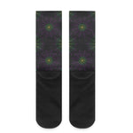 Purple And Green Spider Web Print Crew Socks