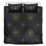 Purple And Green Spider Web Print Duvet Cover Bedding Set