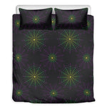 Purple And Green Spider Web Print Duvet Cover Bedding Set