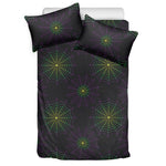 Purple And Green Spider Web Print Duvet Cover Bedding Set