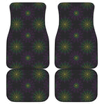 Purple And Green Spider Web Print Front and Back Car Floor Mats