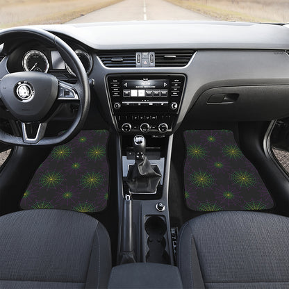 Purple And Green Spider Web Print Front Car Floor Mats