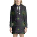 Purple And Green Spider Web Print Pullover Hoodie Dress