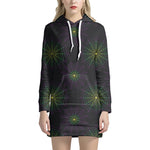 Purple And Green Spider Web Print Hoodie Dress