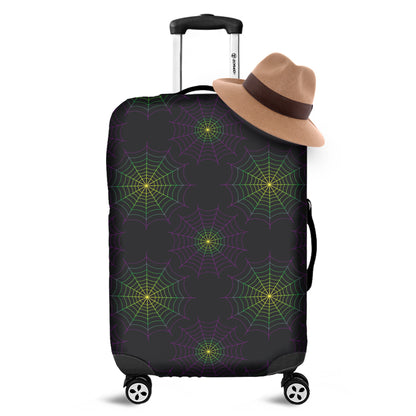 Purple And Green Spider Web Print Luggage Cover