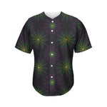 Purple And Green Spider Web Print Men's Baseball Jersey