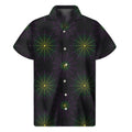 Purple And Green Spider Web Print Men's Short Sleeve Shirt