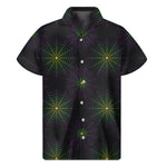 Purple And Green Spider Web Print Men's Short Sleeve Shirt